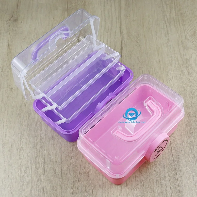 Transparent PP plastic toolbox three-layer portable hardware storage box household emergency medicine box