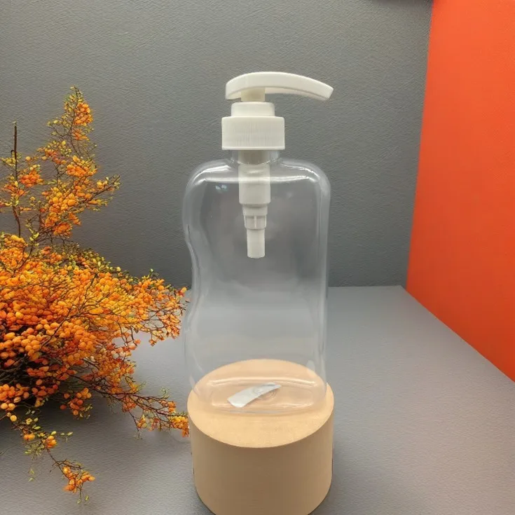 High Quality 500ml Flat Curve PET Lotion & Shampoo Bottle 16 oz Transparent Plastic Bottle With Pump and Cap
