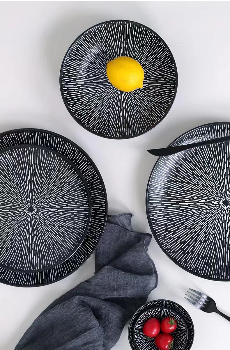 Wholesale price Flat Pasta Plate Bowl kitchen plate dining plate ceramic Porcelain Dinnerware for Kitchen and Eating