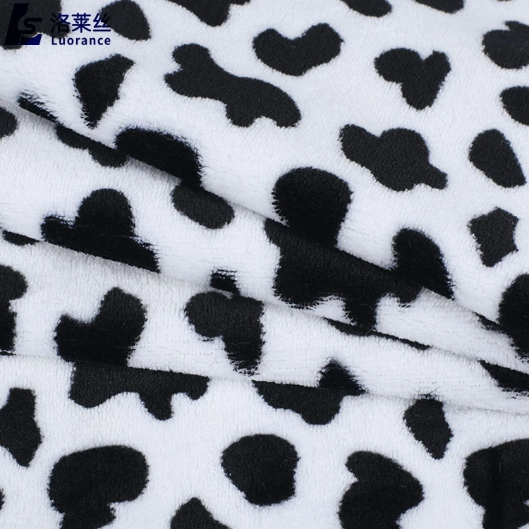 black and white cow design fabric double sided blanket fabric 100% polyester flannel