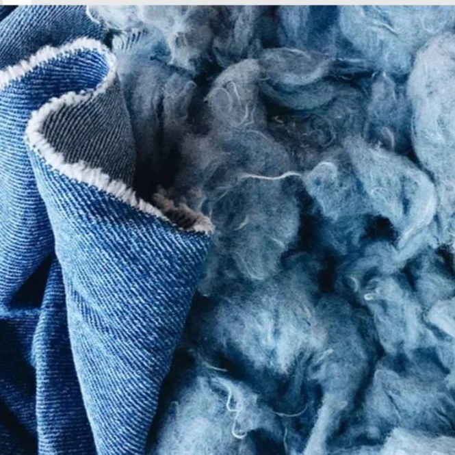 Cotton shoddy denim fiber / denim cutting waste _ Ms. Azura