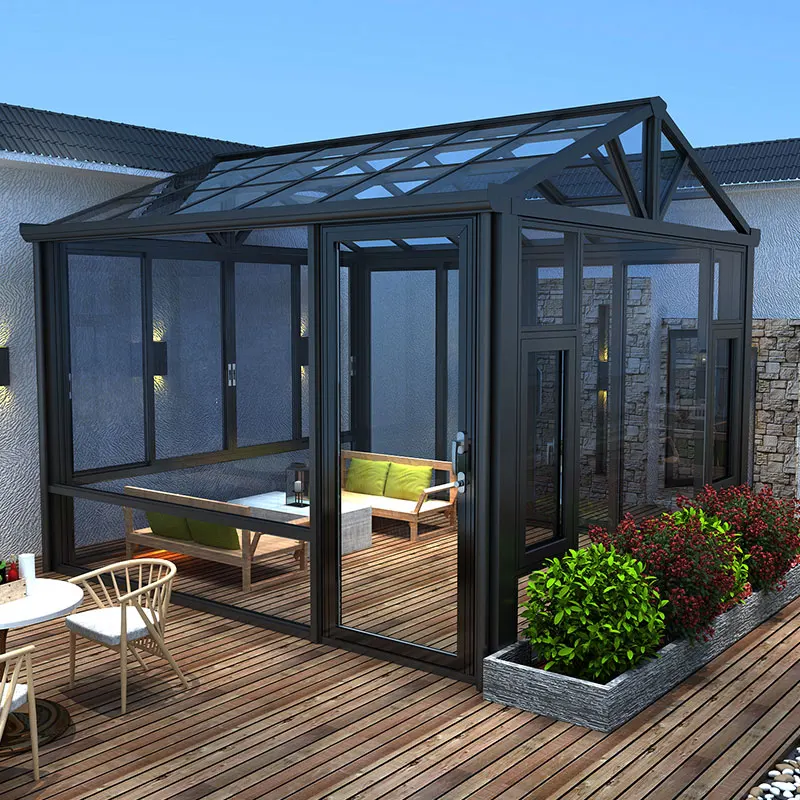 Lowe Tempered Glass Aluminum Frame Sunroom Prefabricated Custom Winter Garden