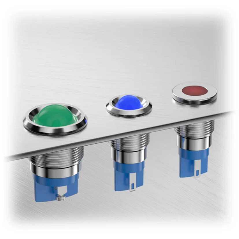 Water proof panel mount metal Signal Lamp 8mm 12mm 16mm 19mm 22mm 25mm mounting hole LED indicator