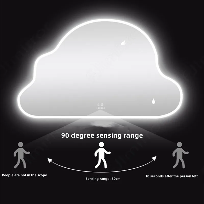 Fashion cloud of household toilet mirror Decorative Girls bedroom led makeup mirror wall hanging mirror