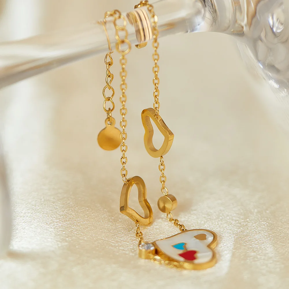 Wholesale Customized New Fashion Stainless Steel Jewelry Design Heart Shape 18K Gold Plated Zirconia Bracelet