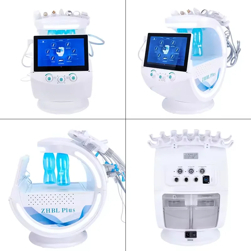 7 in 1 Smart Ice Blue Bubble Multifunctional Facial Skin Analyzer Ultrasonic Skin Scrubber Radio Frequency Machine