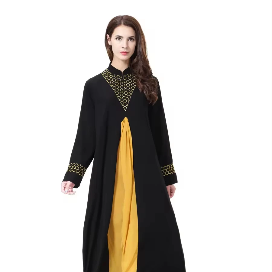 Black abaya 2024 Simple black commuter slimming Middle Eastern jalabiya dress ladies robe jalabiya dress