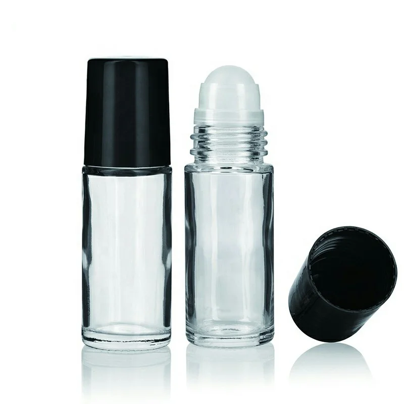 Wholesale clear 50ml glass deodorant roll on glass bottle essential oil 30 ml roller bottle