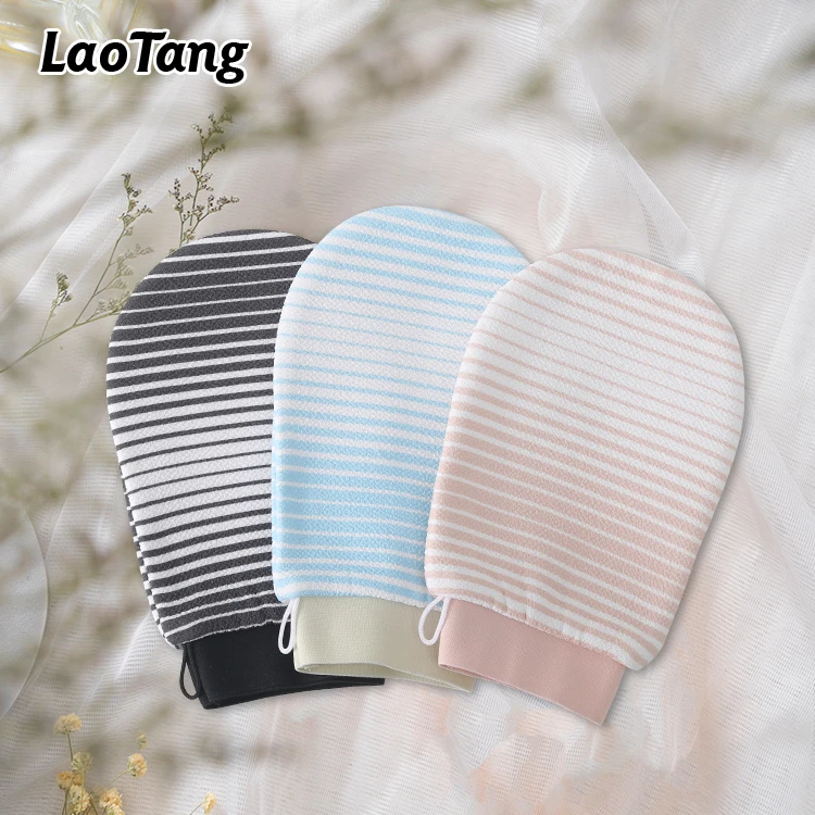 Custom Korean Spa Private Label Hammam Shower Body Scrub Double Sided Viscose Mitt  Bath Exfoliating Gloves