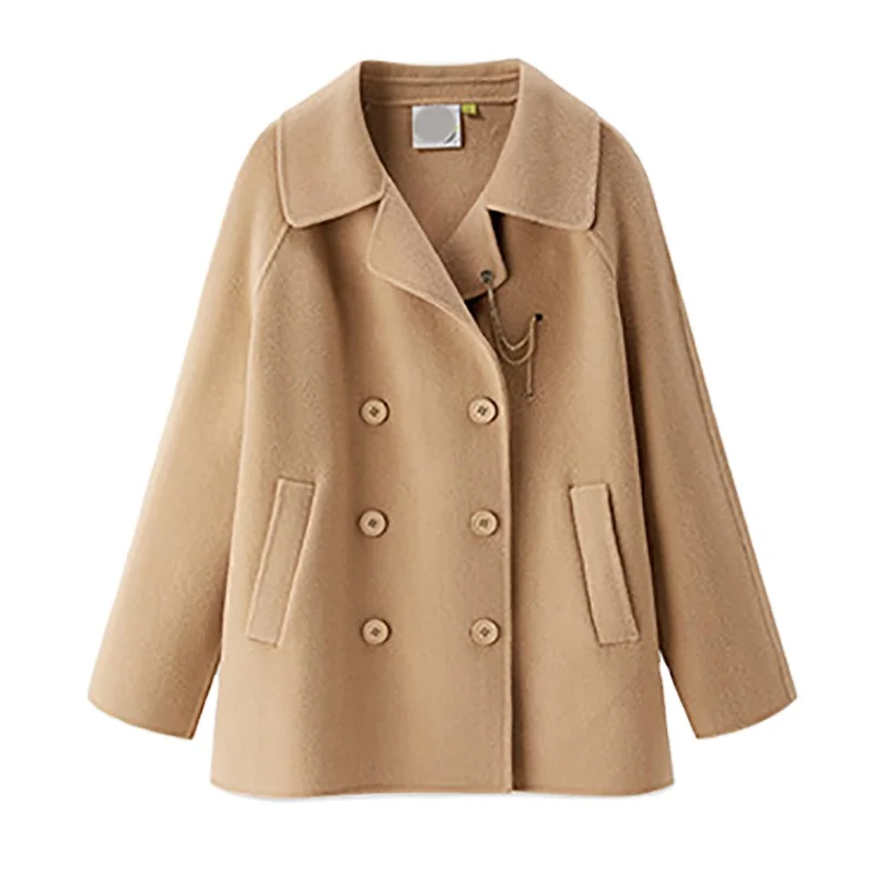Hepburn Style New Design Double-Sided Cashmere Vintage Women Wool Coats