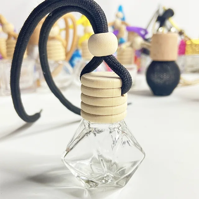6ml Luxury Crystal Triangle Aroma Diffuser Bottle Car Perfume Diffuse Hanging Empty Glass Bottle