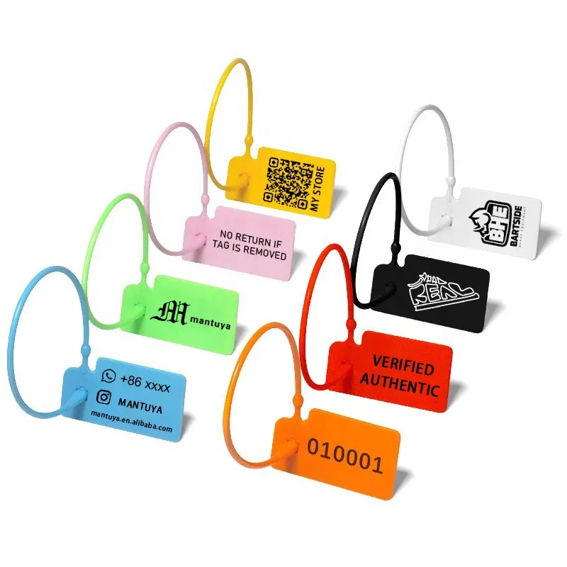 Free Printed Custom Logo Plastic Hang Label Tags Disposable Seal Tag For Clothing Watch