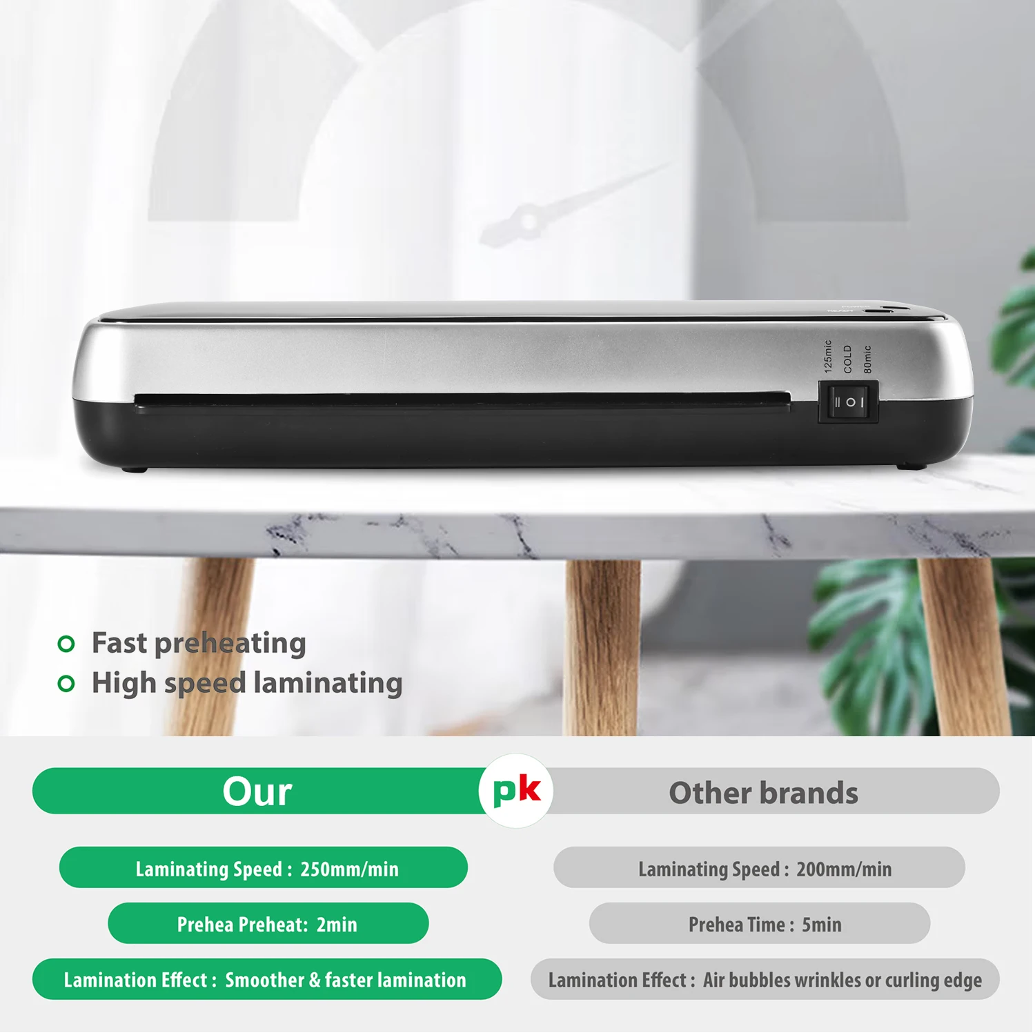 LM2000 Home and Office Equipment Desktop A4 Paper PVC Film Laminating Pouch Laminator Machine