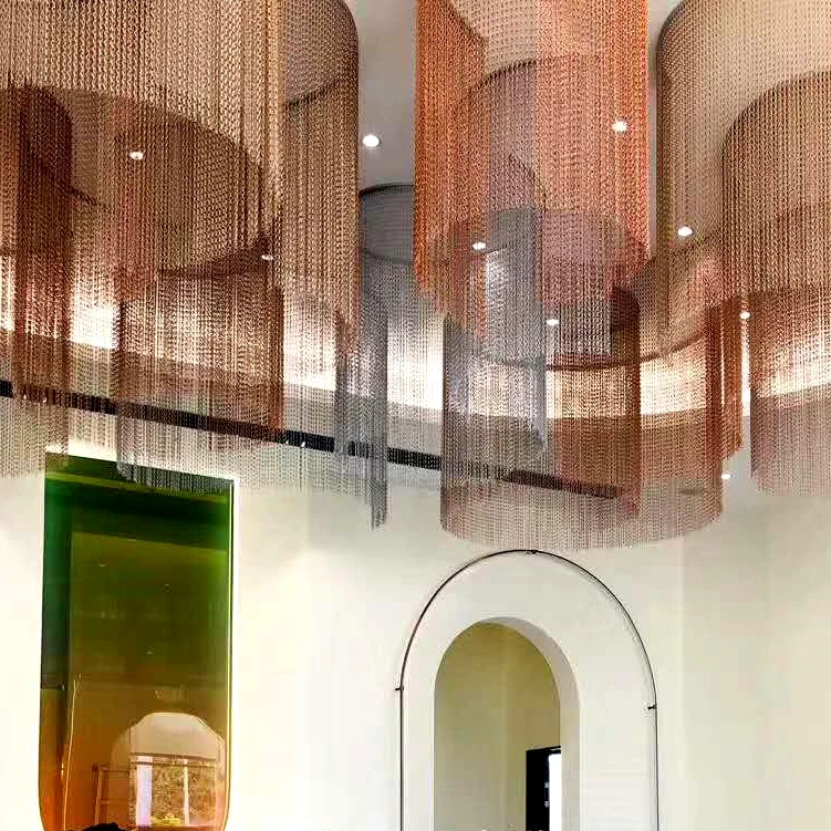 wholesale aluminum decorative link chain curtain for ceiling decoration