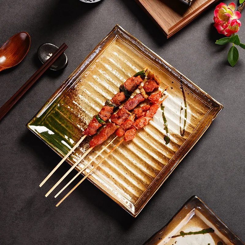 Harmony Simple Japanese Style Customized Rectangle Porcelain Food Serving Ceramic Sushi Plate Set