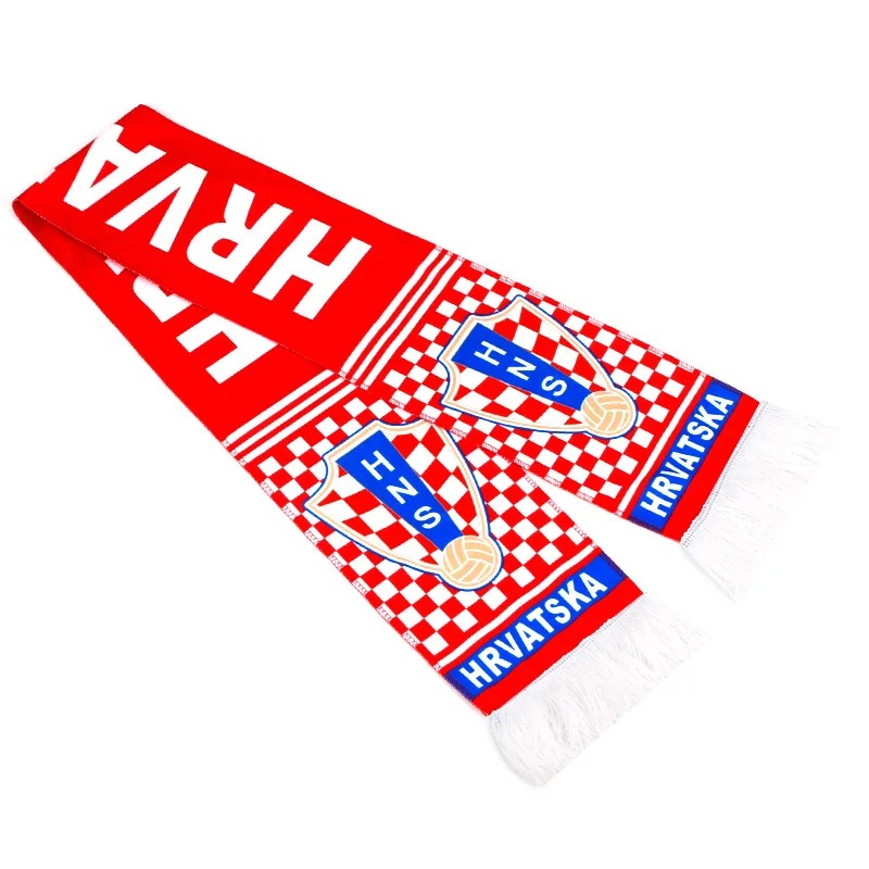 2022 Qatar world wholesale High quality 100% acrylic football club scarf Cheering Scarf Custom Soccer Belgium Spain Scarf