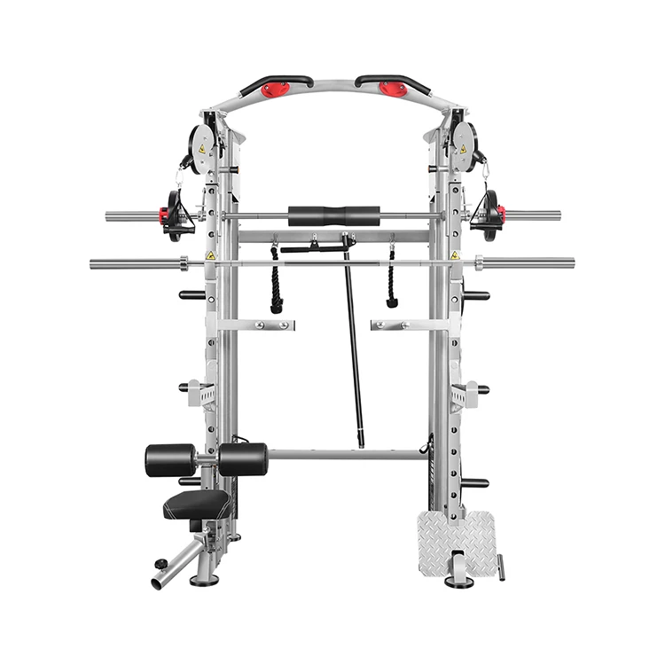 Commercial Gym Multi Functional Power Cage Rack Weight Function Station Cable Crossover Trainer All In One Smith Machine