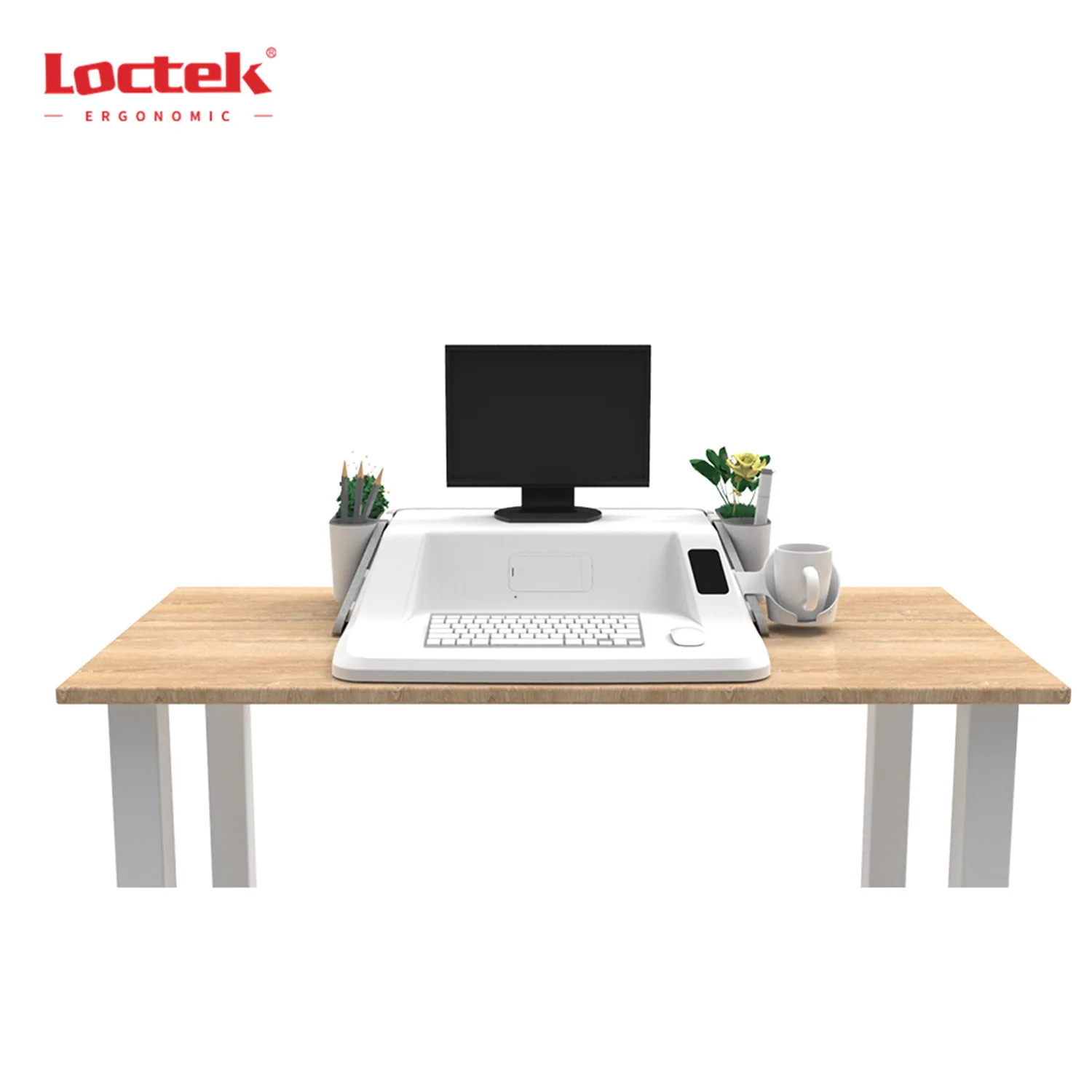 
Smart Electric Height Adjustable Workstation Desk Converter With USB Charge Loctek EMT106S-A 