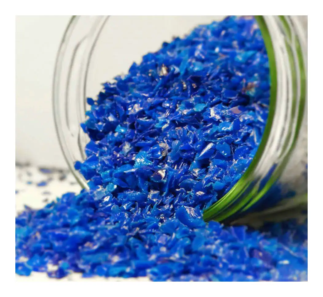 HDPE синий барабан, переработанные хлопья MFR 0,14 г на 10 мин, литье под давлением для барабанов, игрушек, контейнеров, поддонов