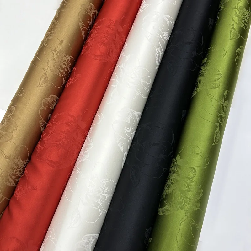Wholesale Heavyweight Silk Spandex Woven Jacquard Stretch Silk Satin Fabric For Women Dress