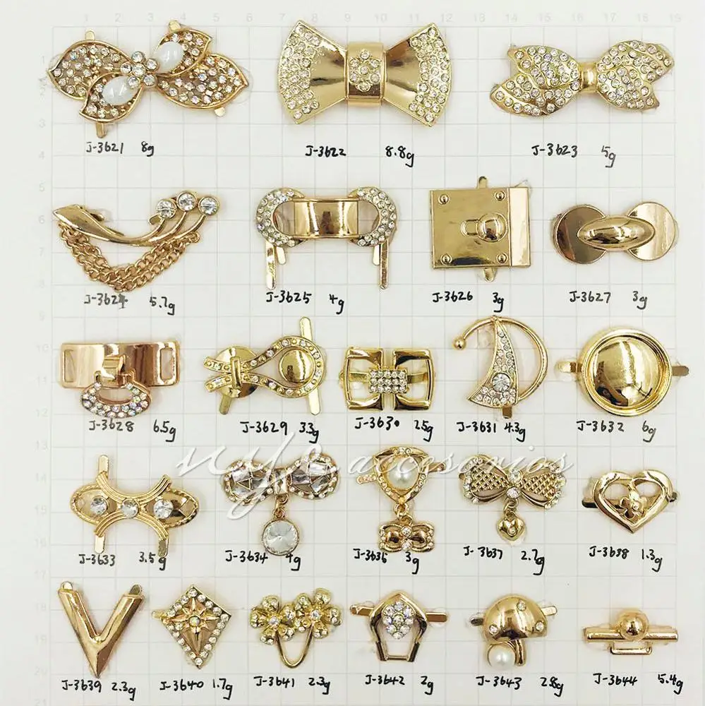 New style women sandals buckle rhinestone buckle gold shinny shoe accessories shoes buckle charm