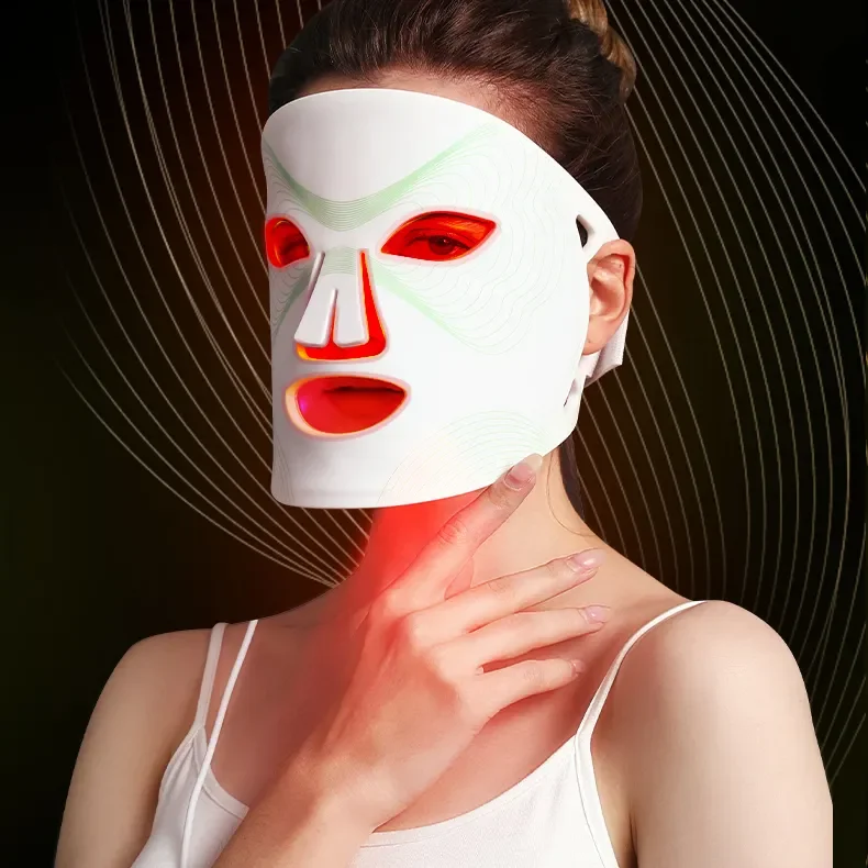 realistic silicone mask face mask led light therapy infrared led 7 light therapy face neck chest mask
