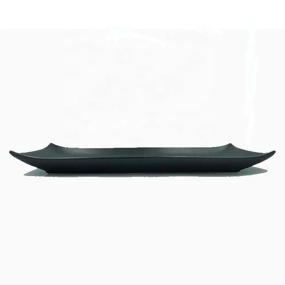 Rectangular Durable Ceramic Sushi Trays Black Ceramic Dinner Plate For Restaurants