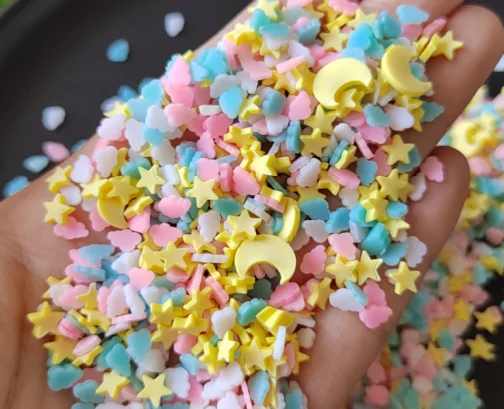 Moon Star Cloud Mixed Polymer Clay Sprinkle Slice Colorful Polymer Clay Sprinkles