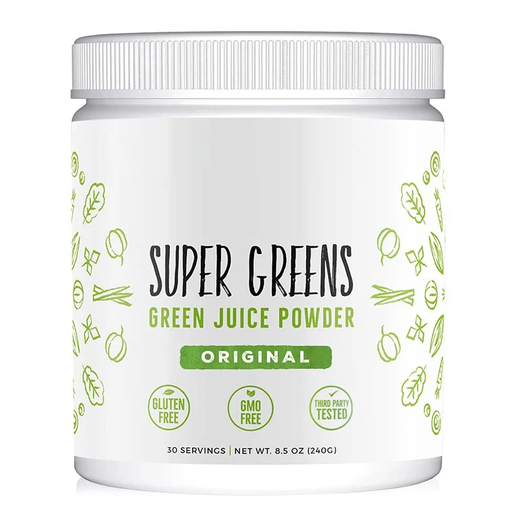 Super Greens Powder Organic Blend Non-GMO Supplement Spirulina, Alfalfa Spinach Probiotics Fiber Digestive Enzymes 30 Servings