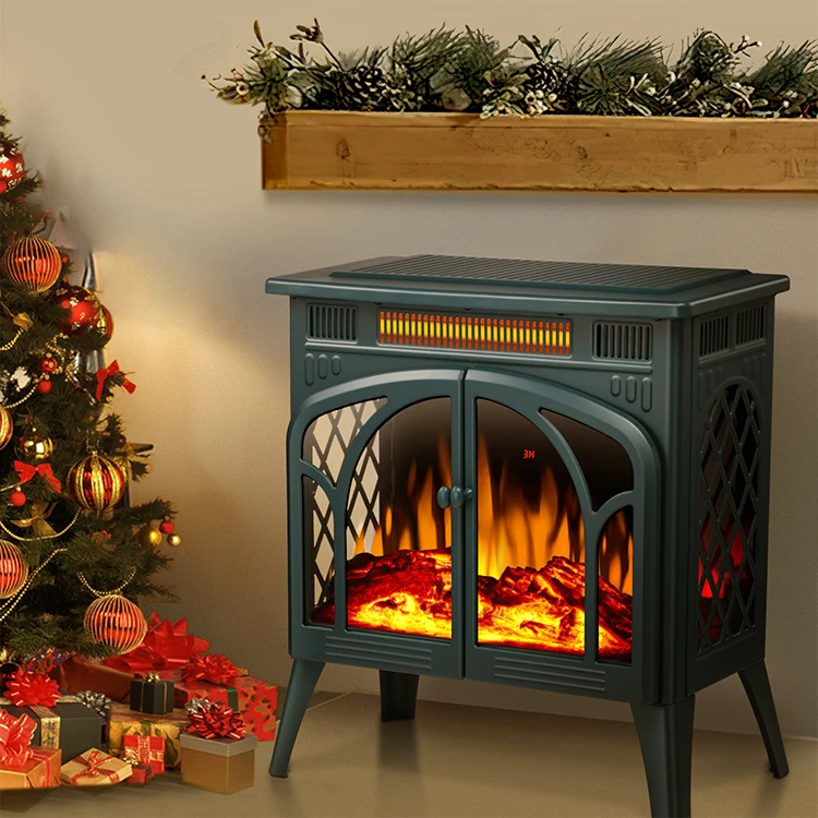 Vertical Portable Tip Over Protection 3d Log Space Heater Fan Fire Infrared Electric Fireplace Stove Heater