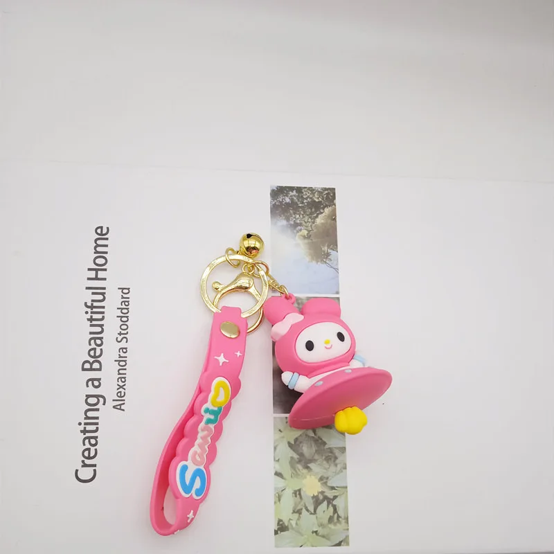 Couple Gifts Animal Charm Keychain Cartoon Colorful Rubber Purse Backpack Bag Lovely Kitty Pompom Purin Pendant Key Chain Ring