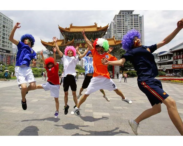  Human Hair Extension Wig Football SOCCER Fan Accessories Game World Cup Hats National flag