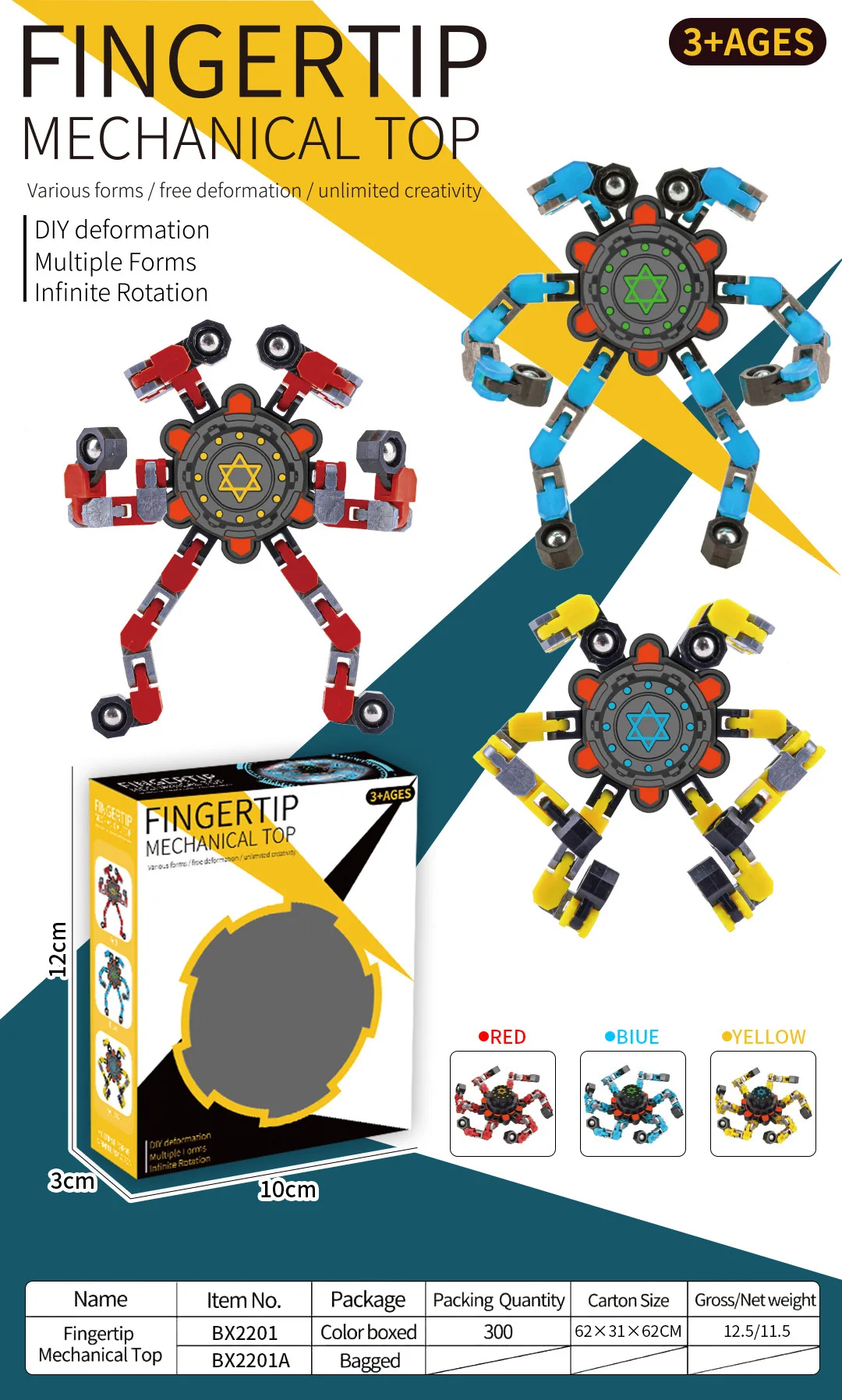 2021 trending deformation fingertip spinner fidget toy metal finger spinner gyro sensory stress release toys