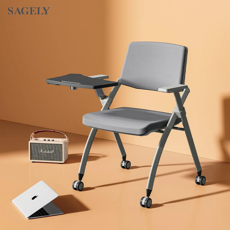 Multi-color Customization Folding Conference Chair Meeting Chair With Writing Tablet Plastic Training Chair With Wheels