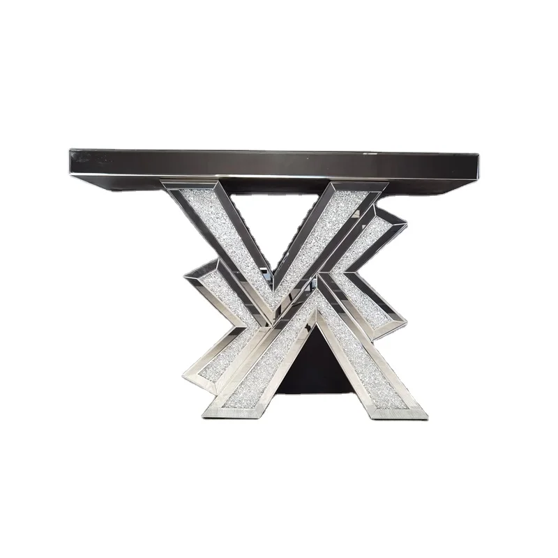 
HONGSING hot selling OEM bling X Mirror Console Table diamond dust 