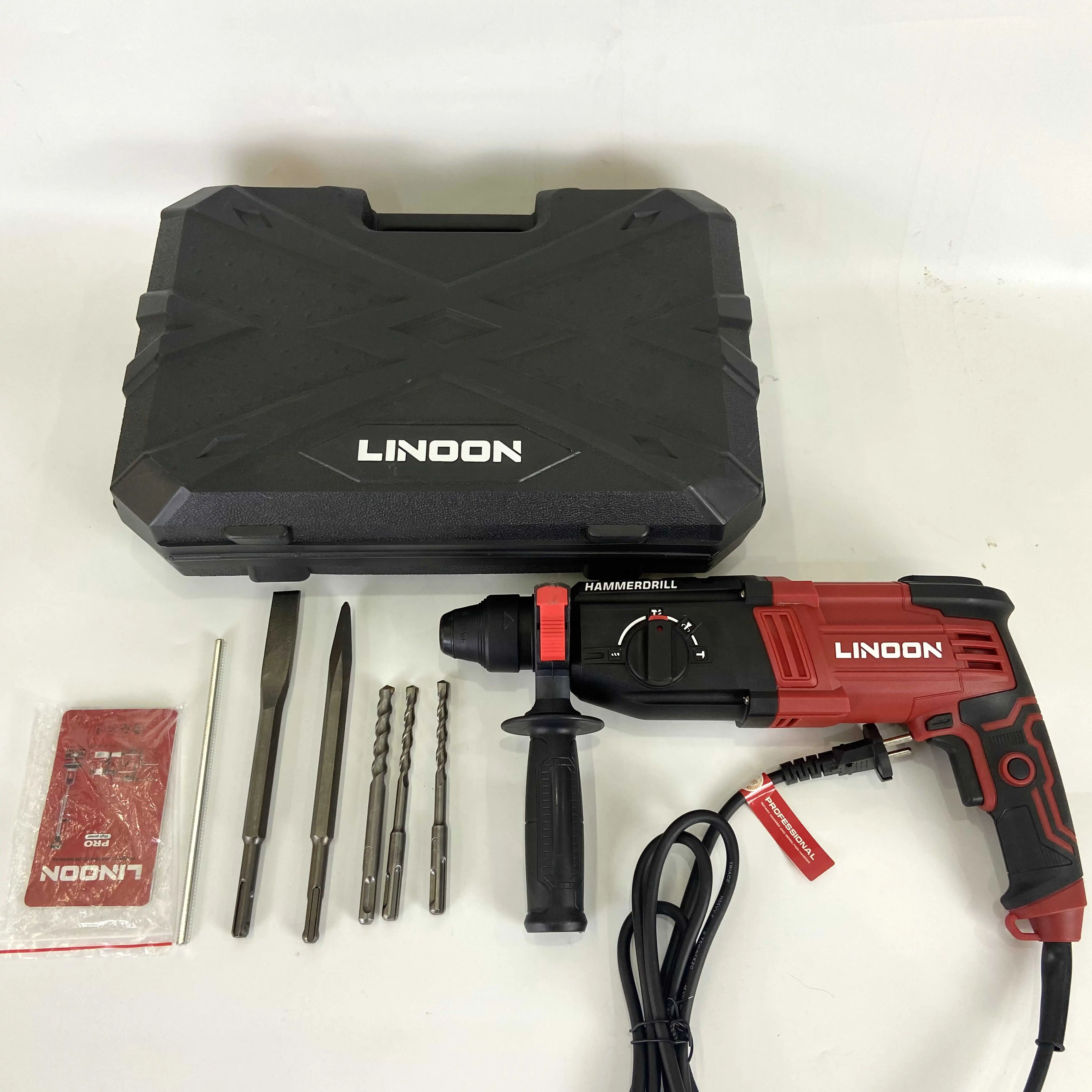 LINOON High Quality 25mm1050w Electric Rotary Hammer Tools with 3 Functions
