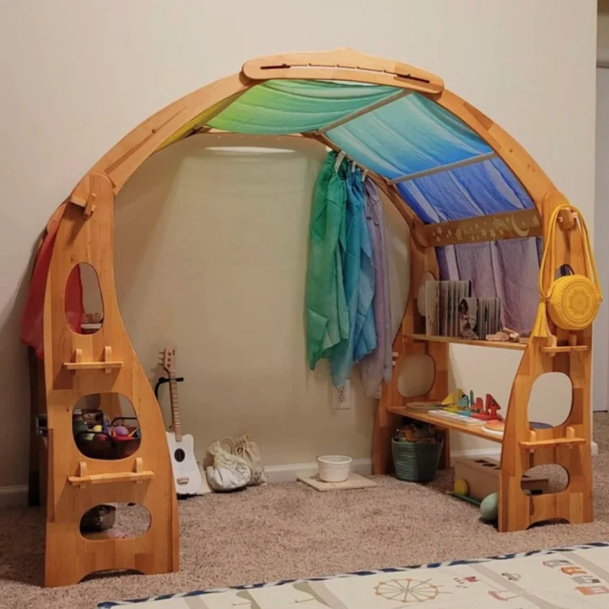 LM KIDS Montessori Kids Daycare Library Bookshelf Foldable Birch Plywood Wooden Library 3-Shelf Bookcase Furniture