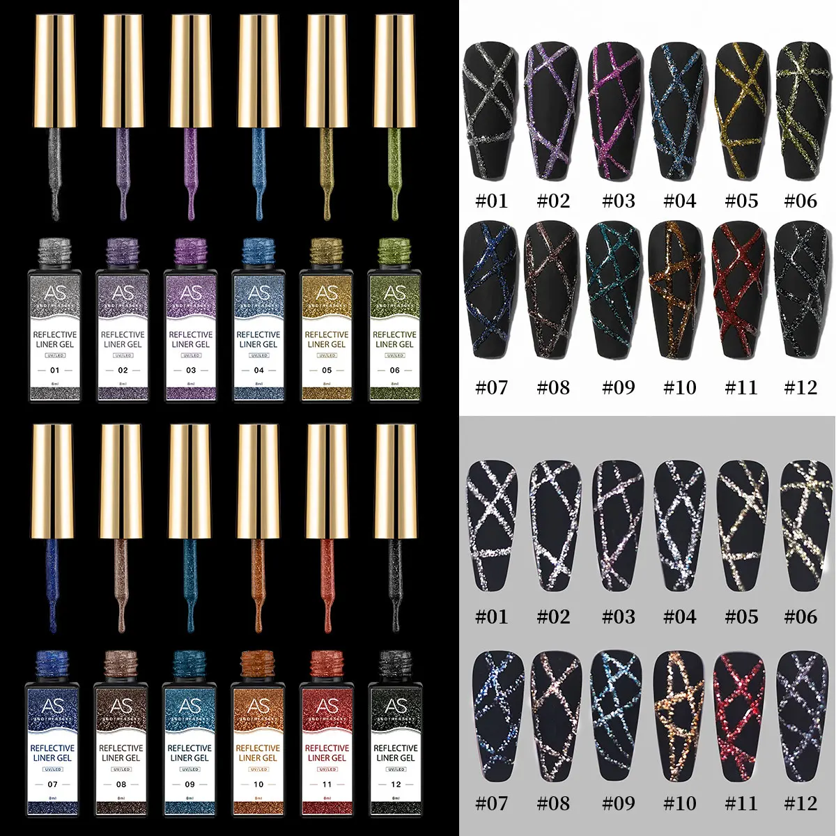 NEW design high density platinum drawstring liner gel nail art painting gel polish metal liner gel de couleur ongle OEM custom
