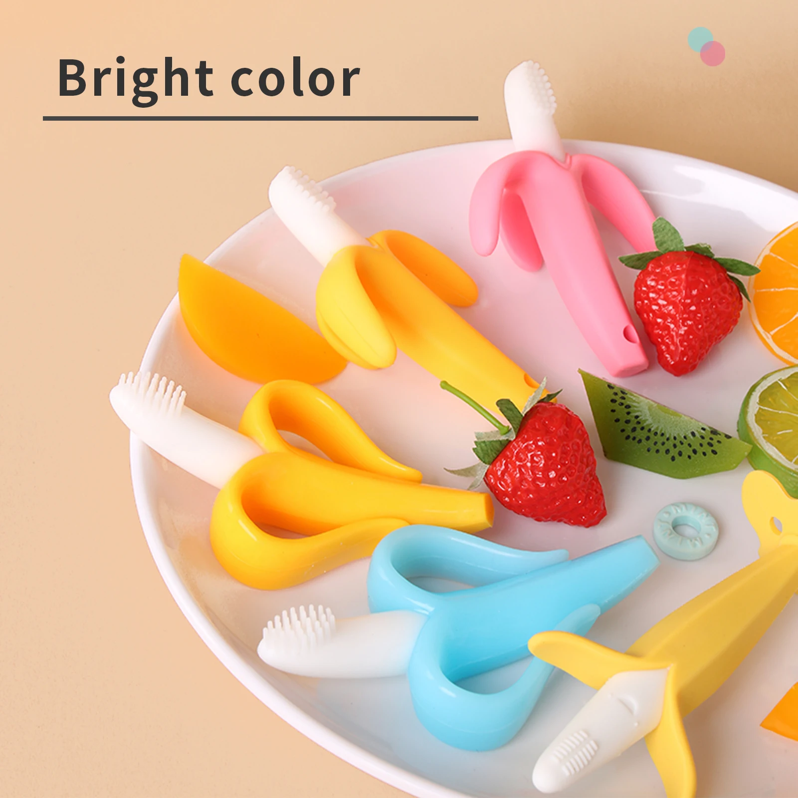 BPA Free Non-toxic Food Grade Silicone Baby Teeth Toy Banana Massage Toothbrush Banana Teeth