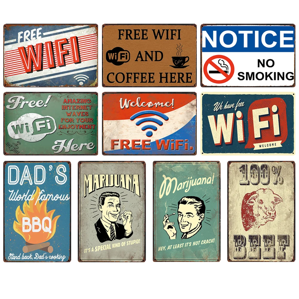 Wall Art Retro Metal Wall Decor For Home Workshop Bar Garage Man Cave Plane Tin Sign Metal Poster UV printing Tin Plate