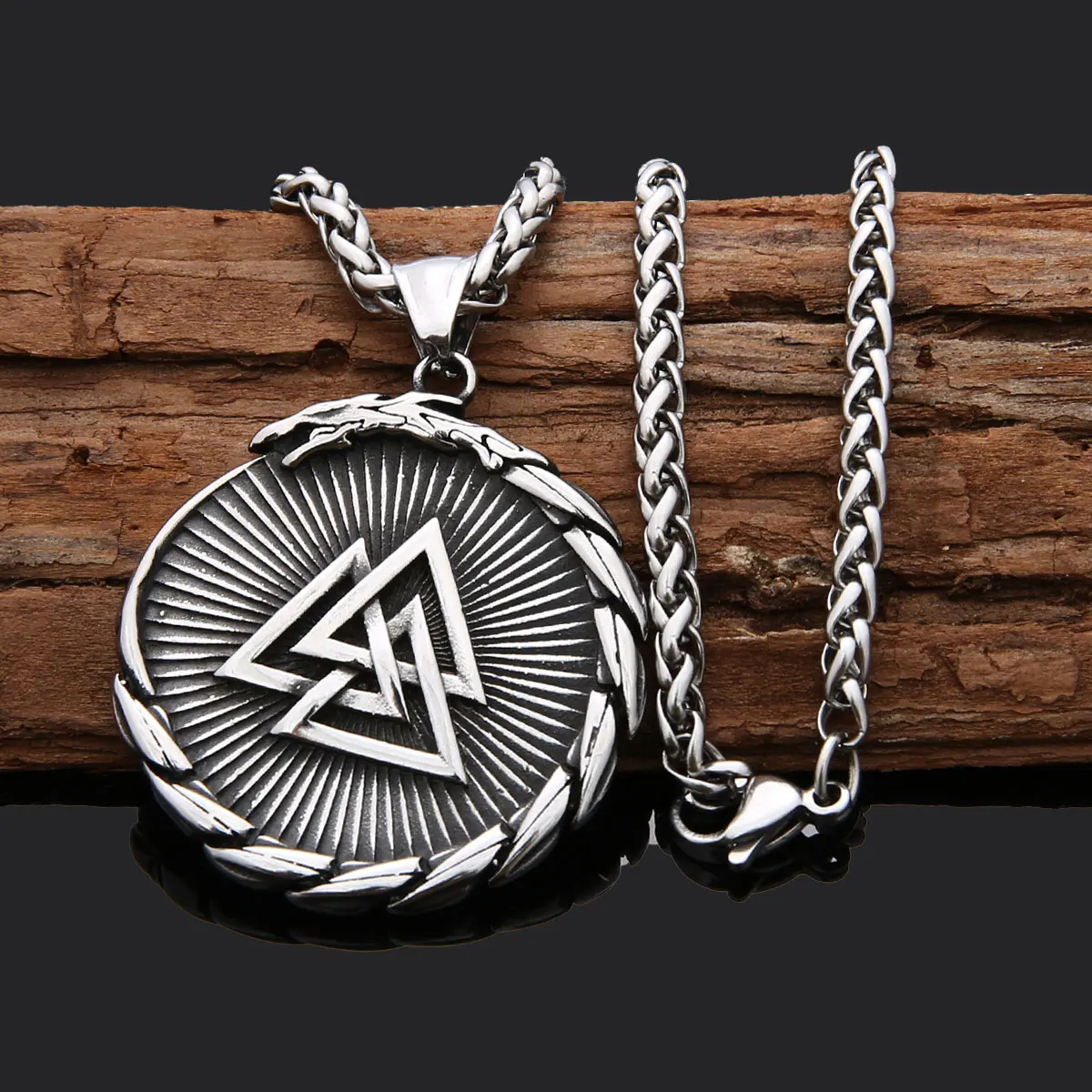 trade assurance viking vintage thor hammer necklace stainless steel nordic wolf head pendent religious men accessories
