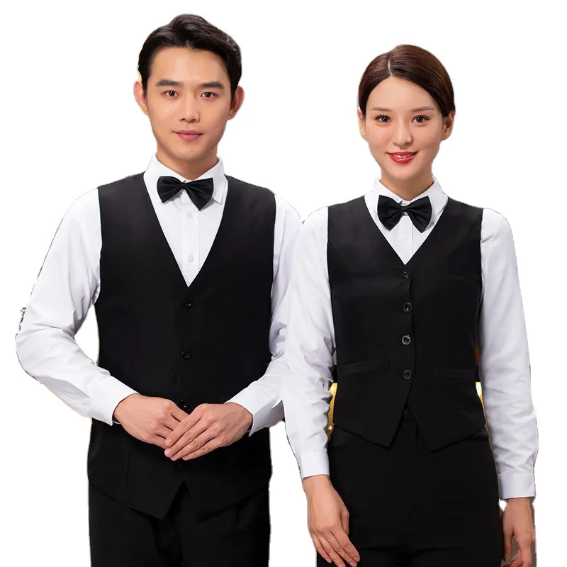 Server apparel waistcoat for western hotels restaurant uniform clothes waiter vests