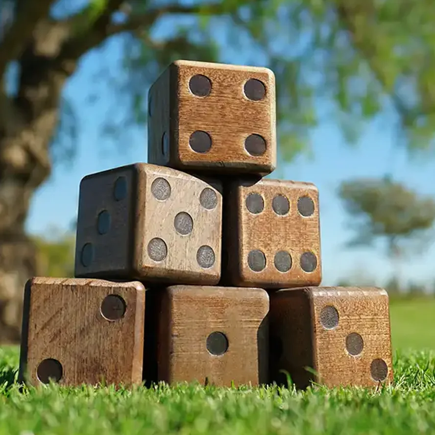 Large Dice Game Big Wooden Yard Dice Set with Bag Outdoor Games Kids Great Lawn and Family Game