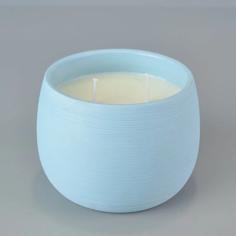 Wishhouse Top Quality Customization Wholesale Candle Vessels Colorful Ceramic Candle Jar For Soy Wax Scented Candles