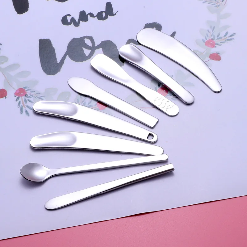 metal zinc stainless steel ceramics cosmetic spoon plastic silicon eye cream stick spoon custom cosmetics spatula