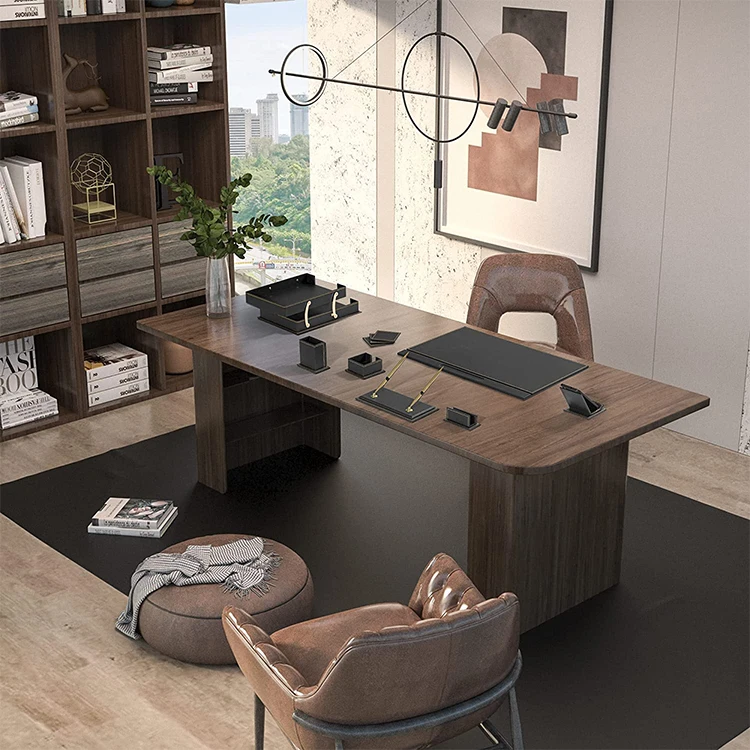 Luxury handmade leather desk organizer set office stationary set accessories for office room