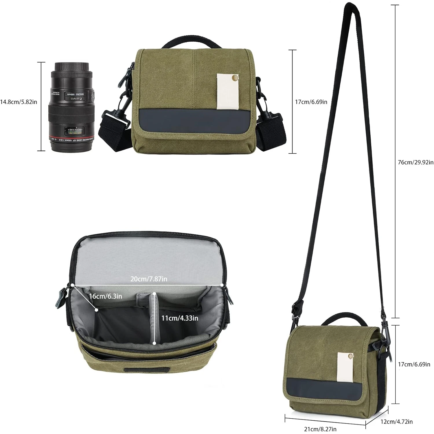 waterproof camera bag Small Mirrorless Camera Shoulder Bag Canvas Compact Camera Messenger Bag Case for Women and Men