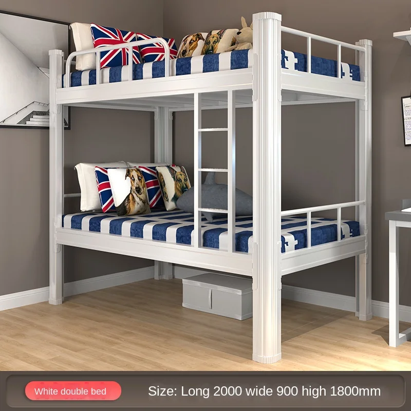 Modern Design Iron Frame Single Bed Adjustable High and Low Loft Bed for Staff Dormitory and Student Apartment Bedroom