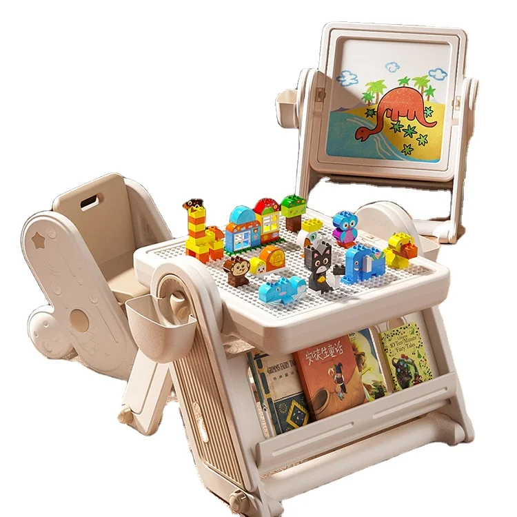Multi-function Drawing Board Magnetic Painting Set Customized Creative Drawing Board Building Block Table For Kids