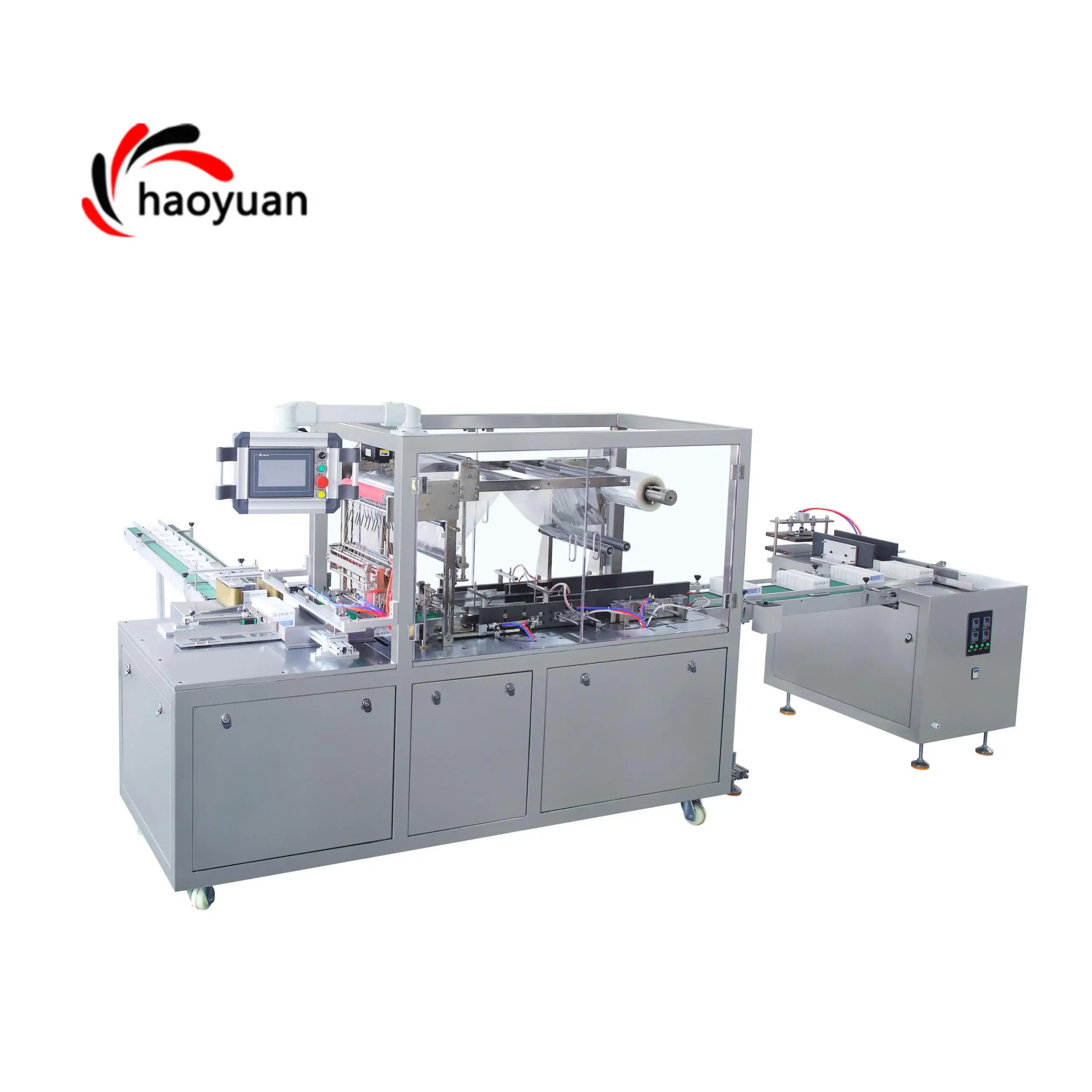 Automatic Box 3D Overwrapping Stretch Plastic Film Sweet Chocolate Box Packing Bar Pleat Soap Cellophane Wrapping Machine